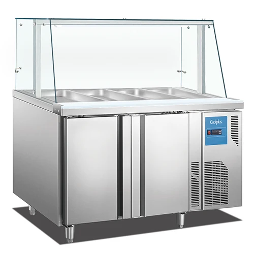 Établi personnalisé, réfrigérateur, comptoir de salade, Table de préparation de salade professionnelle, comptoir réfrigéré, équipement de bar à salade