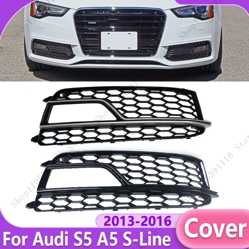Car Front Bumper Fog Light Cover Grille Fog Lamp Frame Bezel Cover For Audi S5 A5 S-Line 2013-2016 8T0807681M 8T0807682M