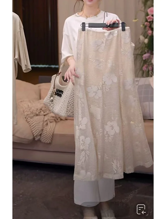 

Юбка женская Mimius во французском стиле, вязаная, с ажурным узором, плотная, эластичная, утягивающая, миди, из дышащего хлопка