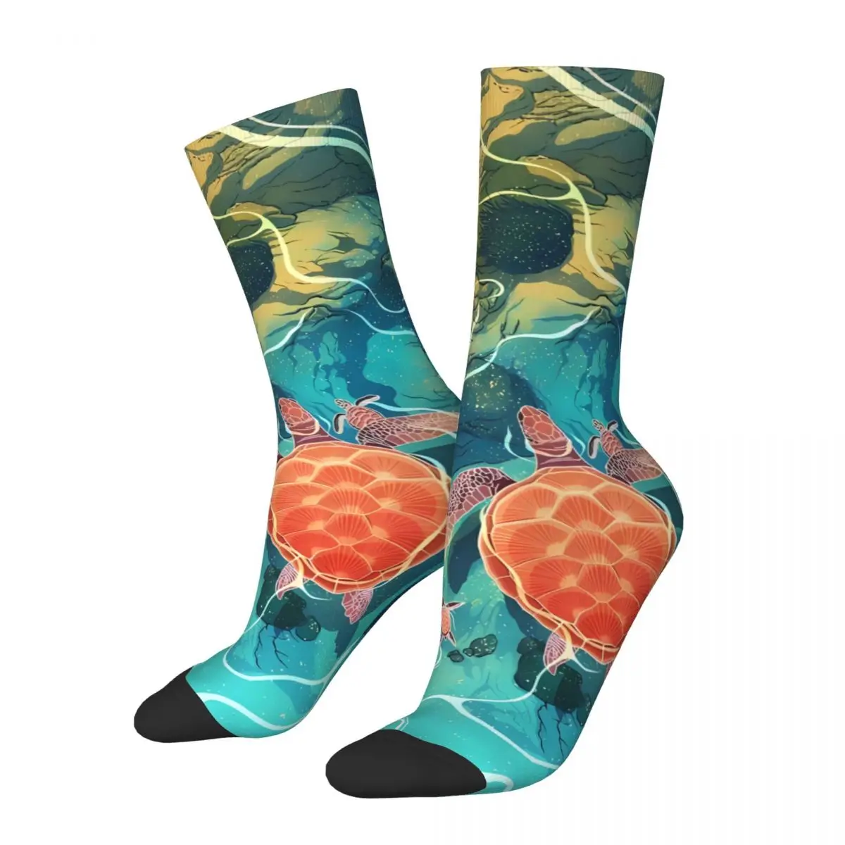 Sea Turtle Jellyfish Sock Printed Man Polyester