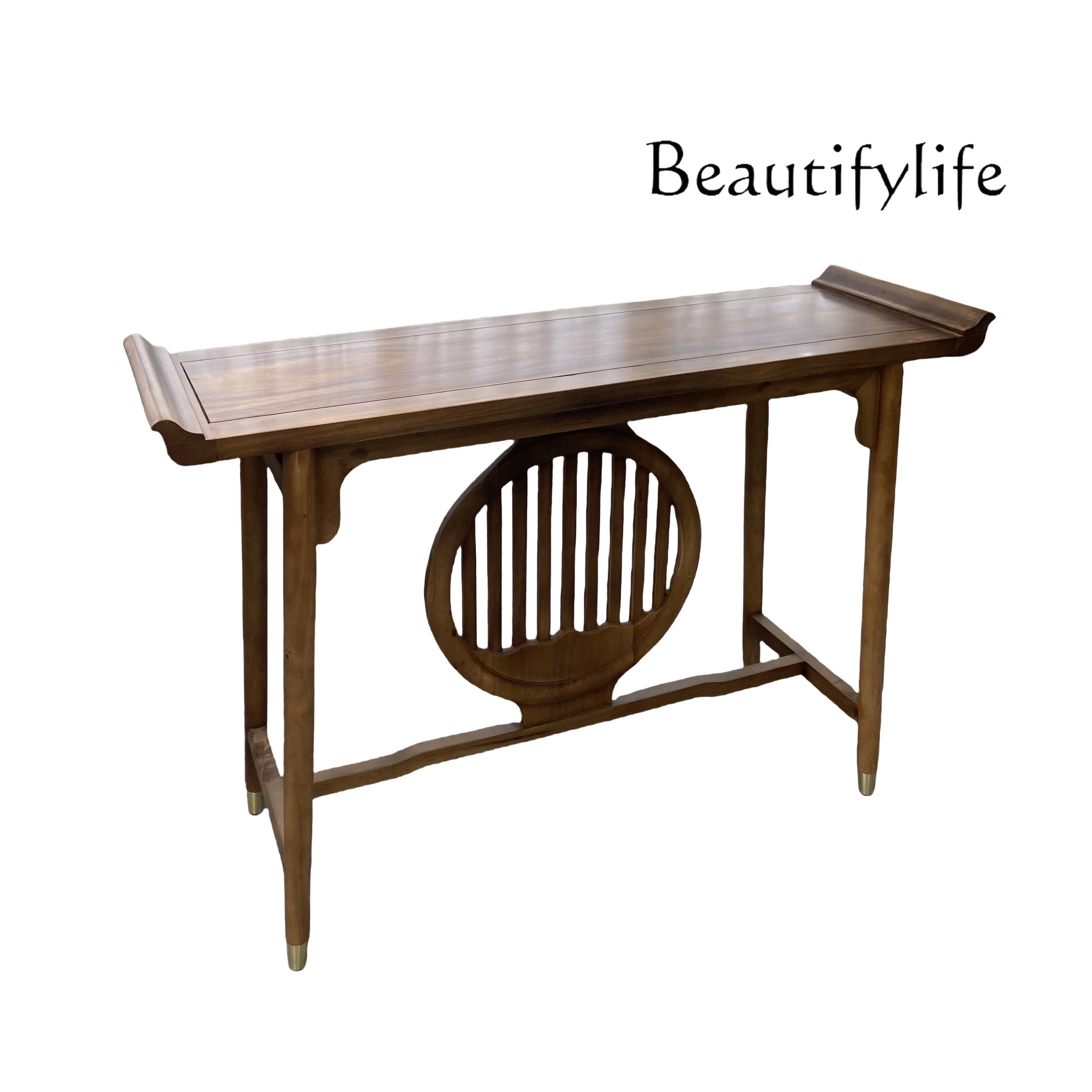 

Walnut Guanshan Entrance New Chinese-style strip case Solid wood partition case desk Entrance foyer Entrance rack