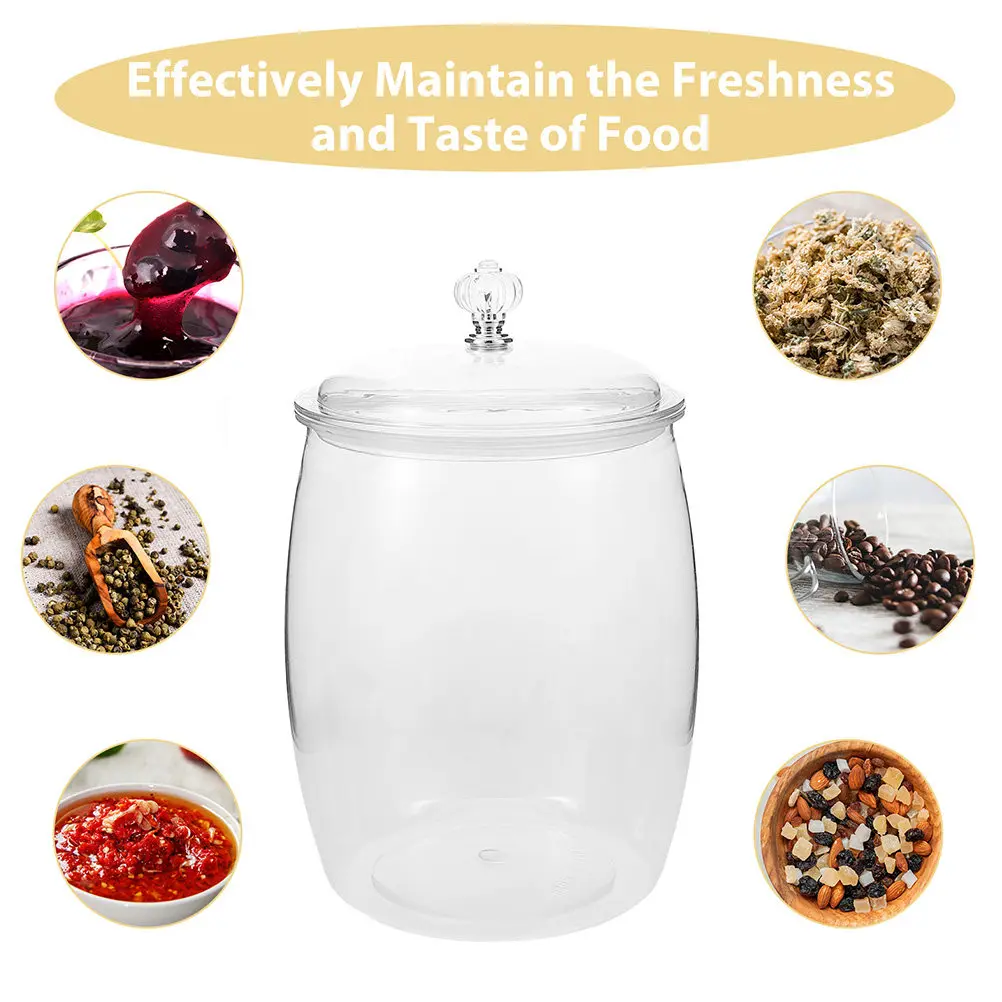Large Clear Plastic Storage Jar with Airtight Lid Food Container for Cookies Candy Snacks Sugar Tea Coffee Cereals Dried Fruits