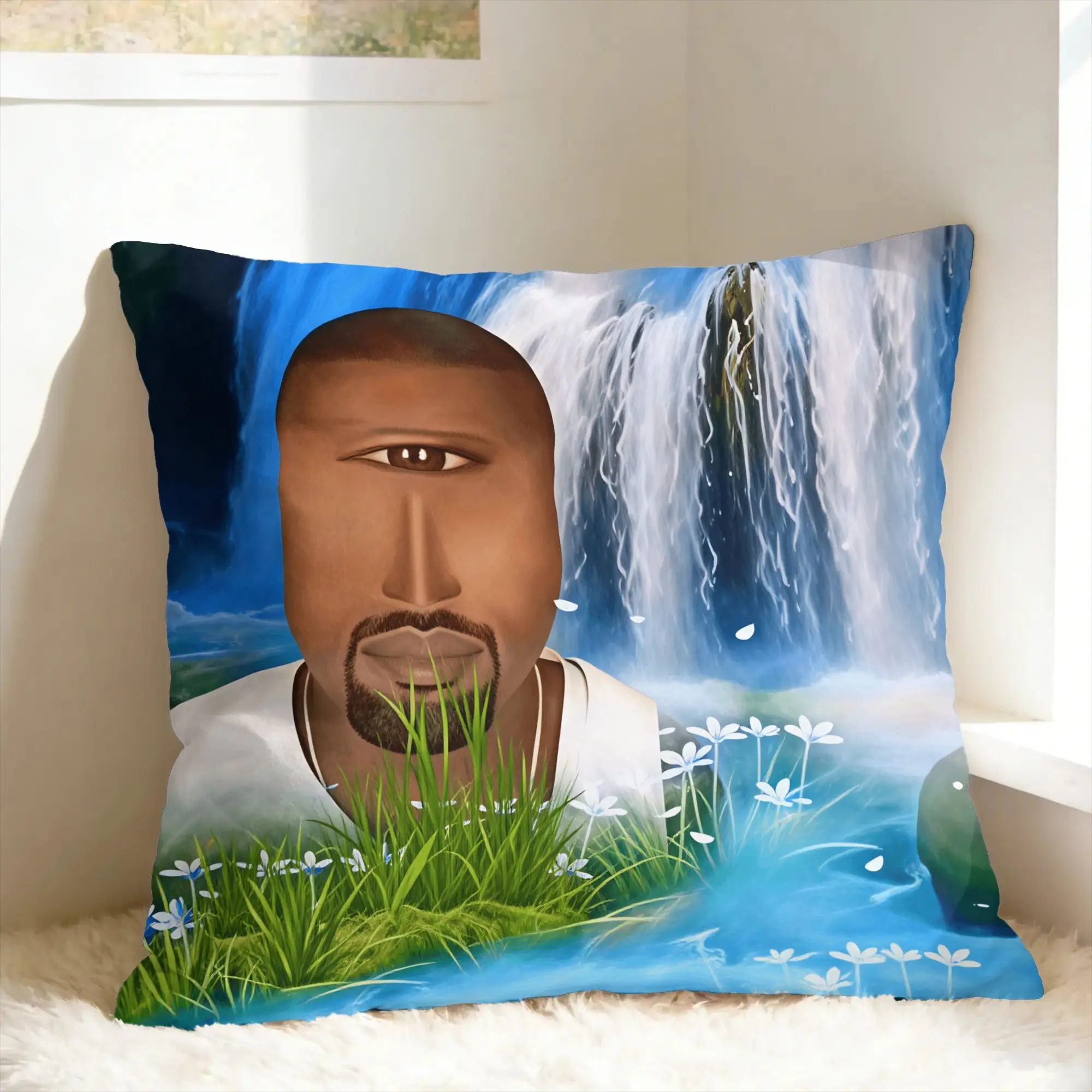 Pillow Case Kanye West Meme Print  Pillow Cover For Sofa Home Decor Kawaii Pillowcases