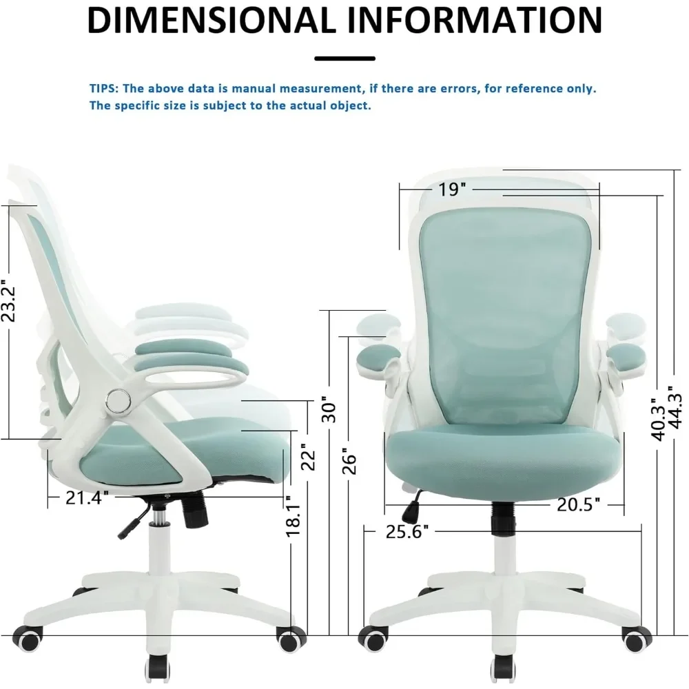 Adjustable Height Office Chair Flip-up Arms Armchair Ergonomic Mesh Swivel Computer Task Chair Comfortable for Home and Office