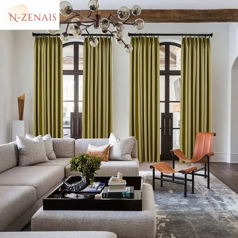

Custom Size！！European Blackout Simple Modern Thick Insulation and Sun Protection Curtains for Living Dining Room Bedroom Decor