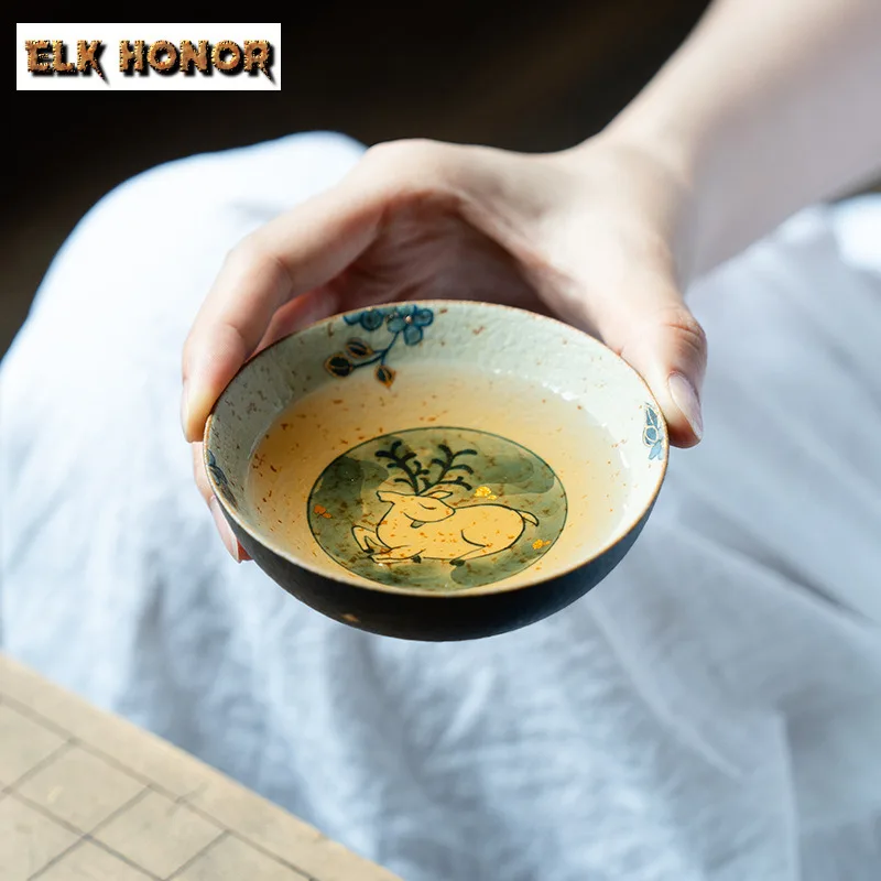 100ml Deep Sea Blue All Things Have Spirit Pu'er Teacup Retro Tea Bowl Water Jug Tea-tasting Smelling Cup Jianzhan Master Cups