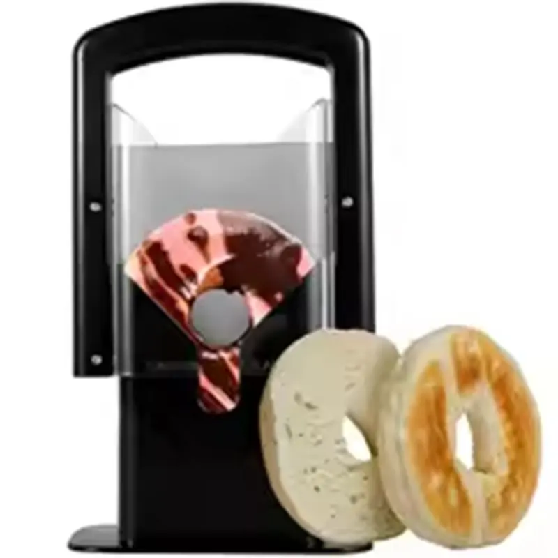 DT39 Bagel Cutter Stainless Steel Bread Slicer Safety Handle Portable Muffin Slicer Kitchen Gadgets for Toast Fruits