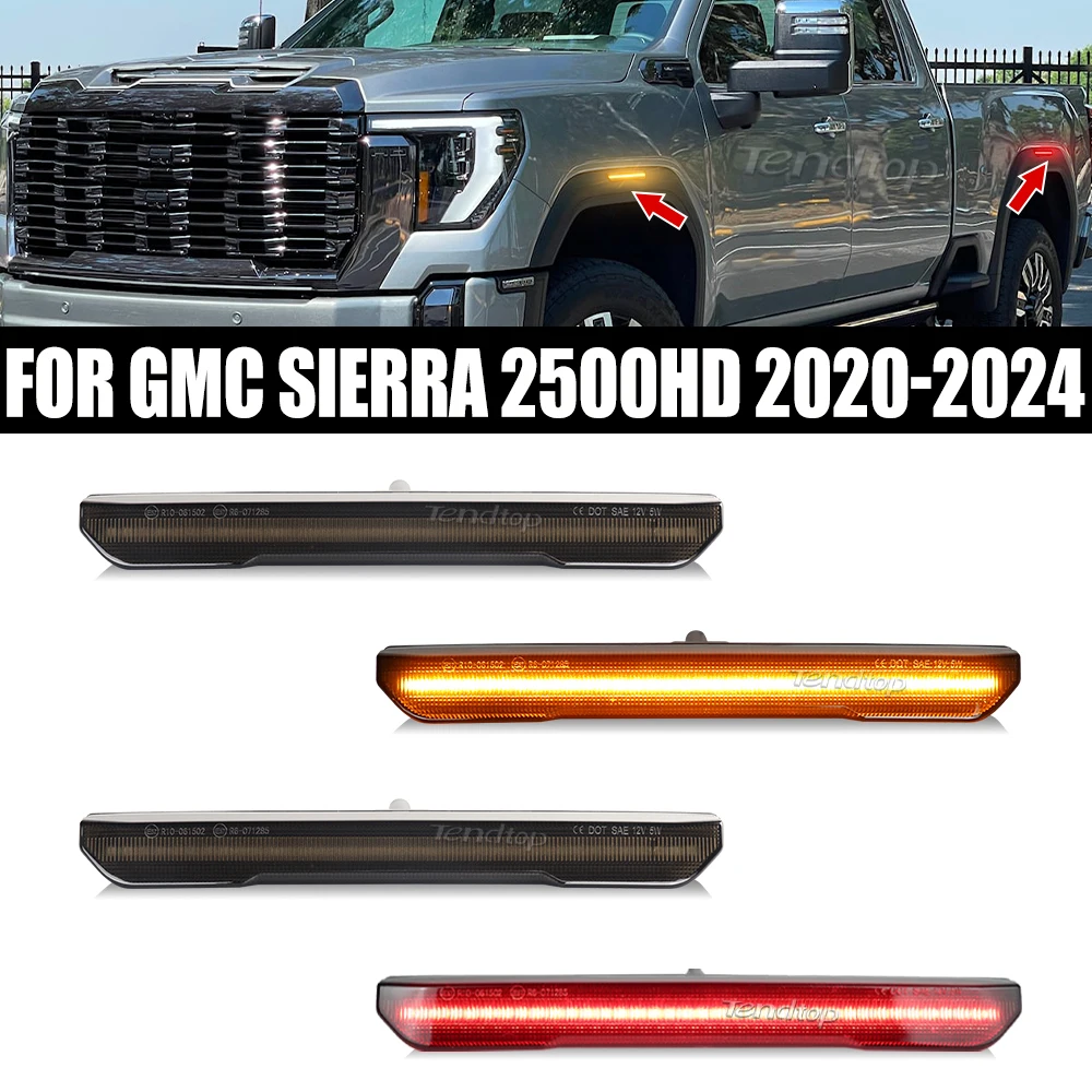 Rear/Front LED Side Marker Light For GMC Sierra 2500HD 3500HD 2020 2021 2022 Side Repeater Lamp Turn Signal Light LED Panel Lamp