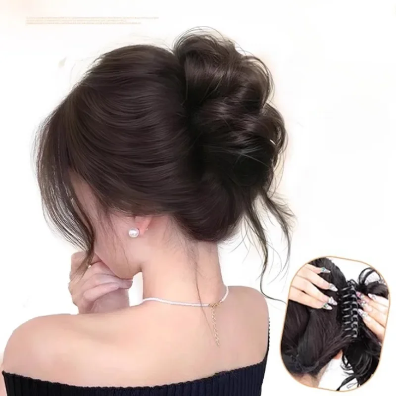 Elegante bocciolo di fiore parrucca sintetica fermaglio per capelli moda drago barba capelli clip-in parrucca da donna estensioni dei capelli