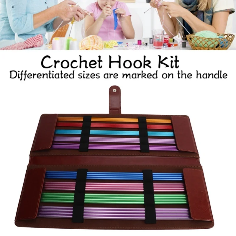 36 Pcs Knitting Needles Set 35cm Long Multiple Sizes Double Pointed Rods Colored Sweater Aluminum Needles Knitting Tools