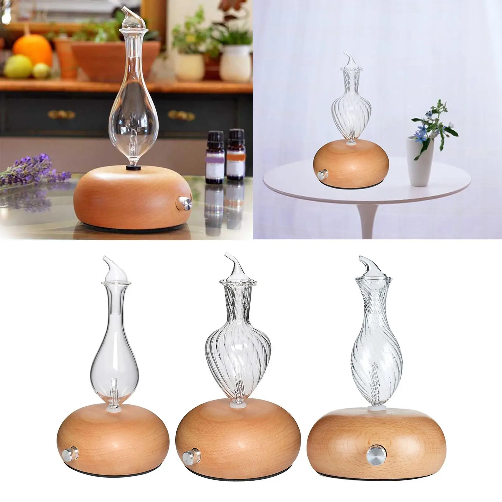 

Electric Nebulizing Pure Essential Oil Diffuser Glass Top Aroma Fragrances Atomizing Air Humidifier Night Lamp for Home Office