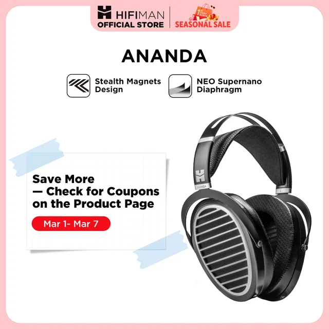 HIFIMAN Ananda Stealth Magnet Open-Back Over-Ear Full-Size Planar Magnetic Hi-Fi