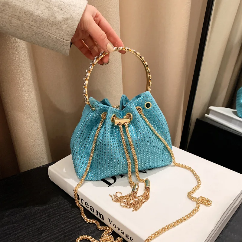 Diamond Bucket Bags for Women 2023 New Luxury Designer Handbag Chain Fashion Evening Bags High Quality Party Woman Shoulder Bag