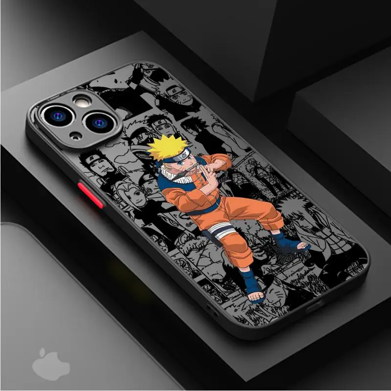 Cool Anime NARUTOS Case For Apple iPhone 15 11 14 13 12 Pro 7 XR X XS Max 8 Plus 6 6S SE 2022 15Pro Black Matte Phone Funda