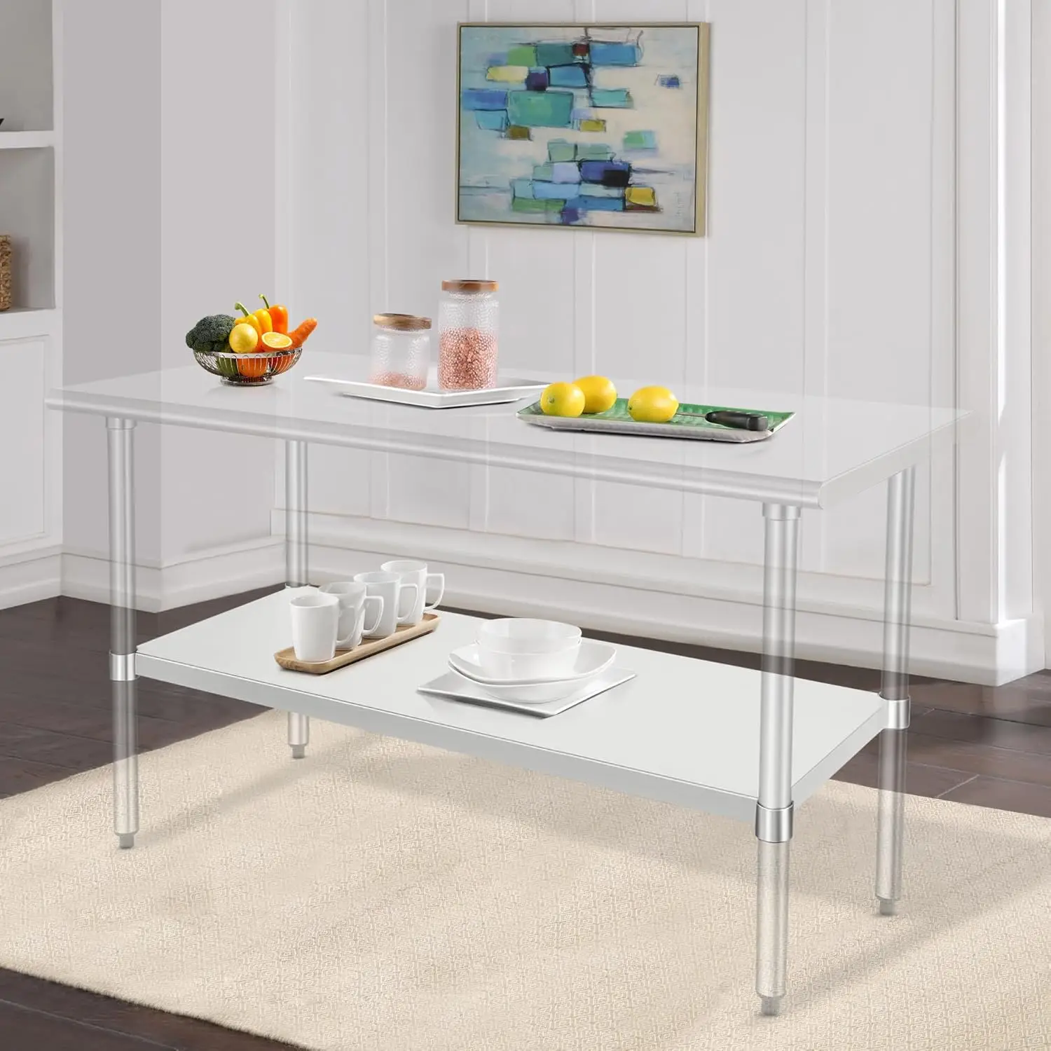 

Galvanized Under Shelf for Prep and Work Table Adjustable Lower Shelf for 24" x 60" Stainless Steel Table