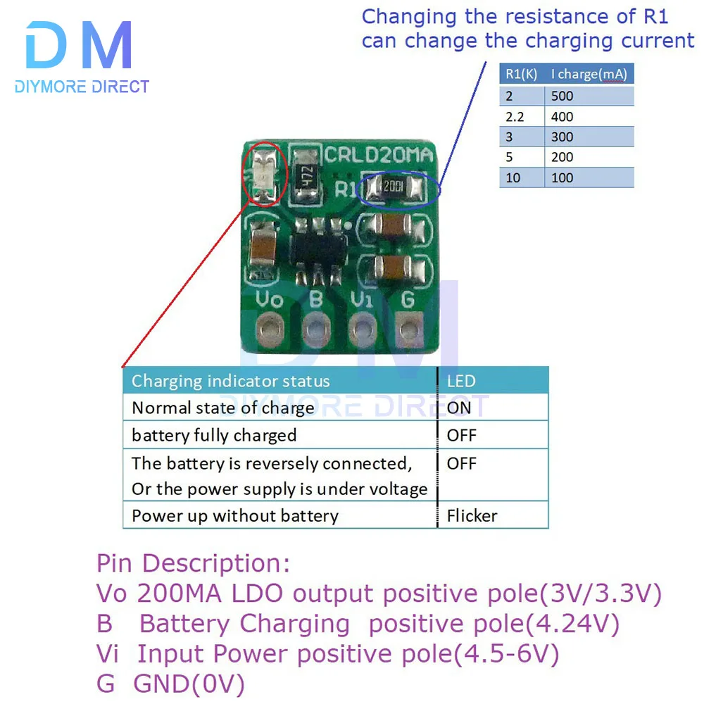 Mini 2 In 1 3.3V 3V Li-Ion Li-Polymer Battery Charger Buck Converter Module Diy CRLD20MA