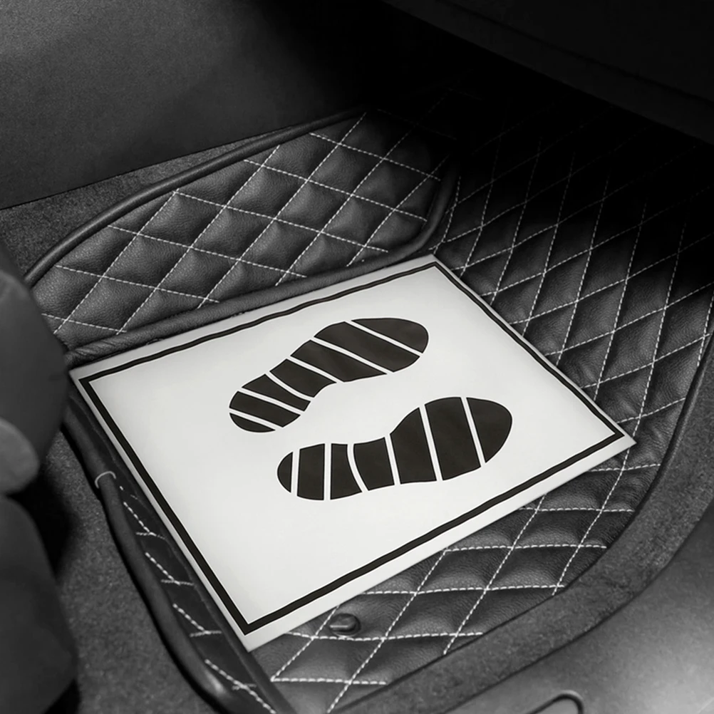 

80 Pcs Car Floor Mat Paper Mats Black Shoes Footprint Stickers Automotive Carpets Cars