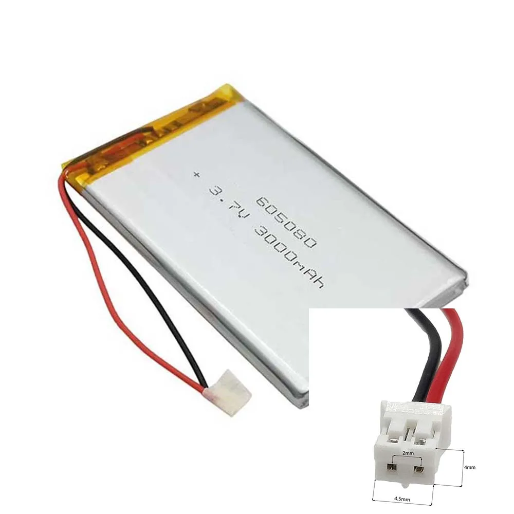 

Rechargeable 3.7V 3000Mah 605080 Lithium Polymer Ion Battery For MP4 MP3 CHARGING TREASURE POWER SMART WATCH CAMERA POWER BANK