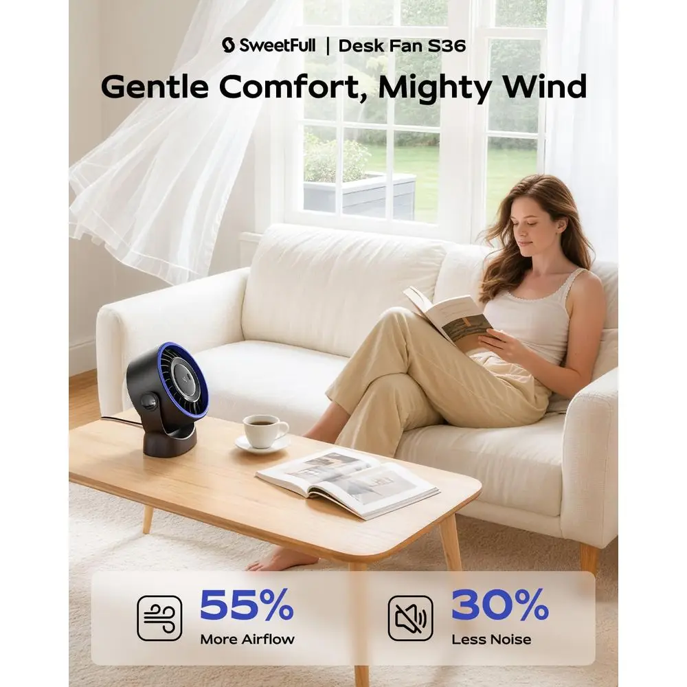 5 Inch Mini Personal Desktop Fan, 4 Speeds Cooling Strong Airflow, 360° Adjustable, Quiet Portable for Table or Bedroom, Home, O