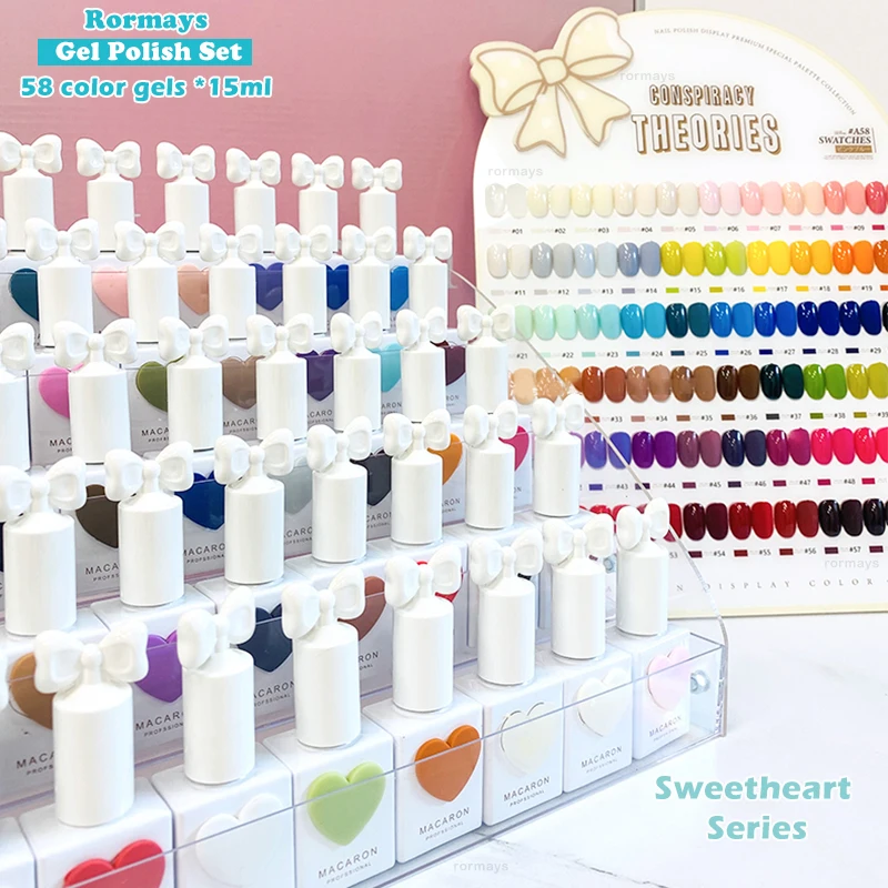 Rormays Summer Macaron żel do polerowania 58 sztuk mieszany lakier do paznokci Salon paznokci miłość trwała nanna UV kolor błyszczący podkład zestaw salonowy