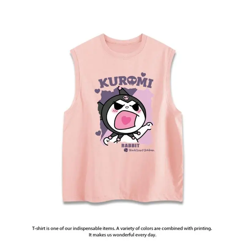 

Sanrio Cartoon Couple Outfit Kuromi Sleeveless Vest Heavy Cotton Korean Version Vest Girl Student Summer Loose Sleeveless TShirt