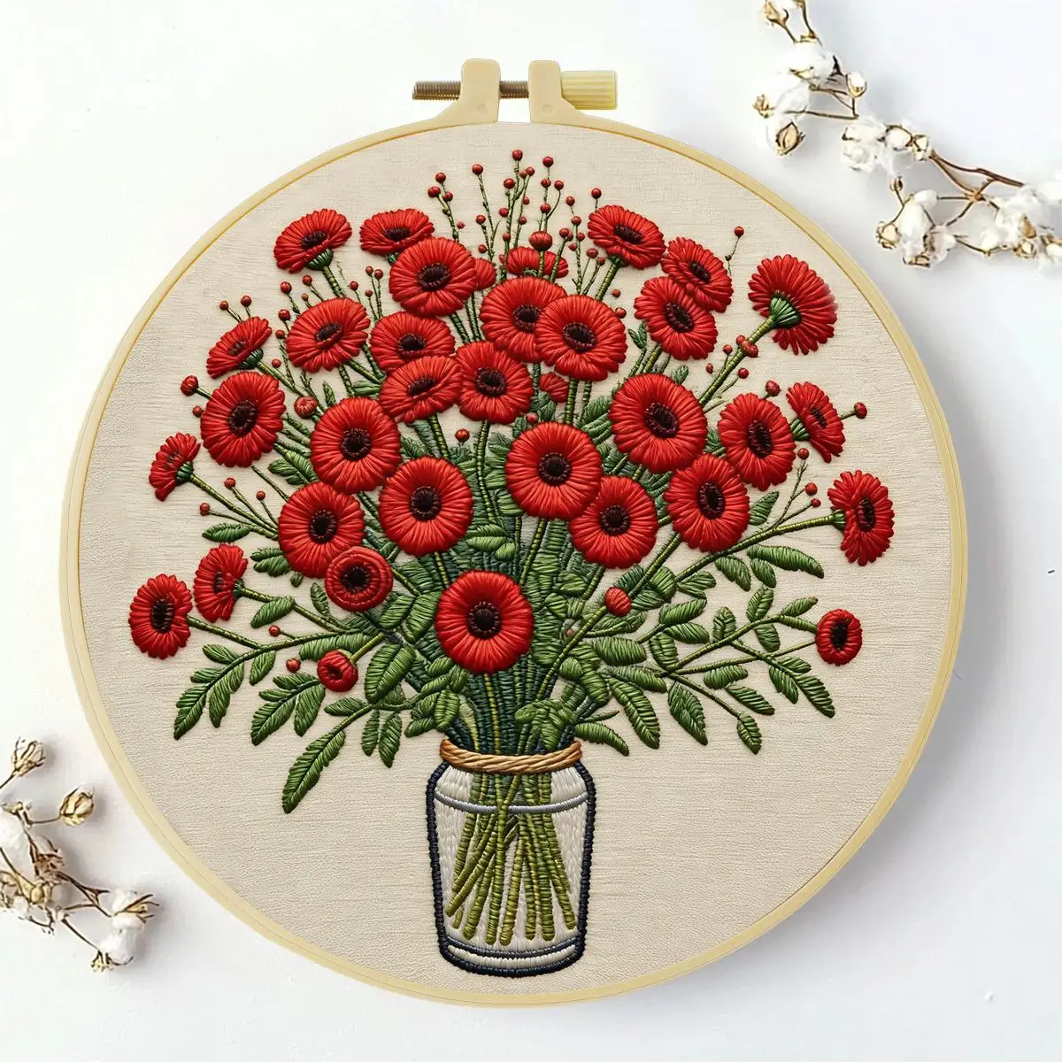 1 Stück 20X20CM/15X15CM 7,87/6,3 Zoll Tier- und Blumen-Stickerei-Starter-Kit DIY-Kit DIY-Stickerei-Set Handarbeiten Malerei – Detail 2