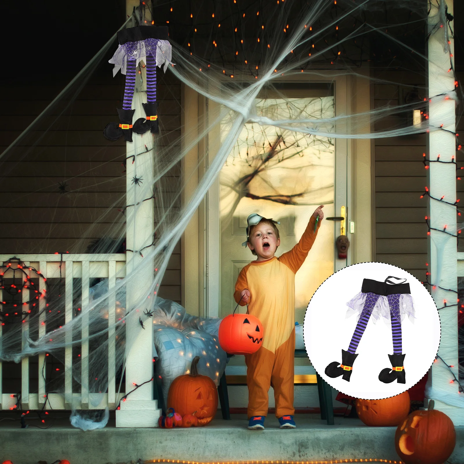 

2Pcs Halloween Witch Leg Hanging Ornaments Cloth Festival Decoration Halloween Party Hanging Decor Realistic Style
