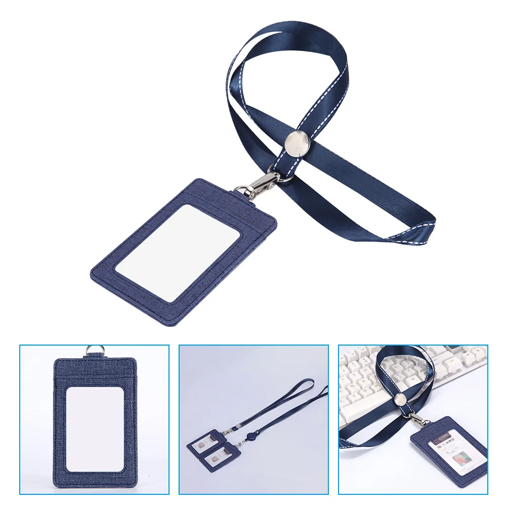 

3pcs Pu Badge Holder Id Card Sleeve Waterproof Work Card Holder For Student Teacher Bus Cards Lanyard Included