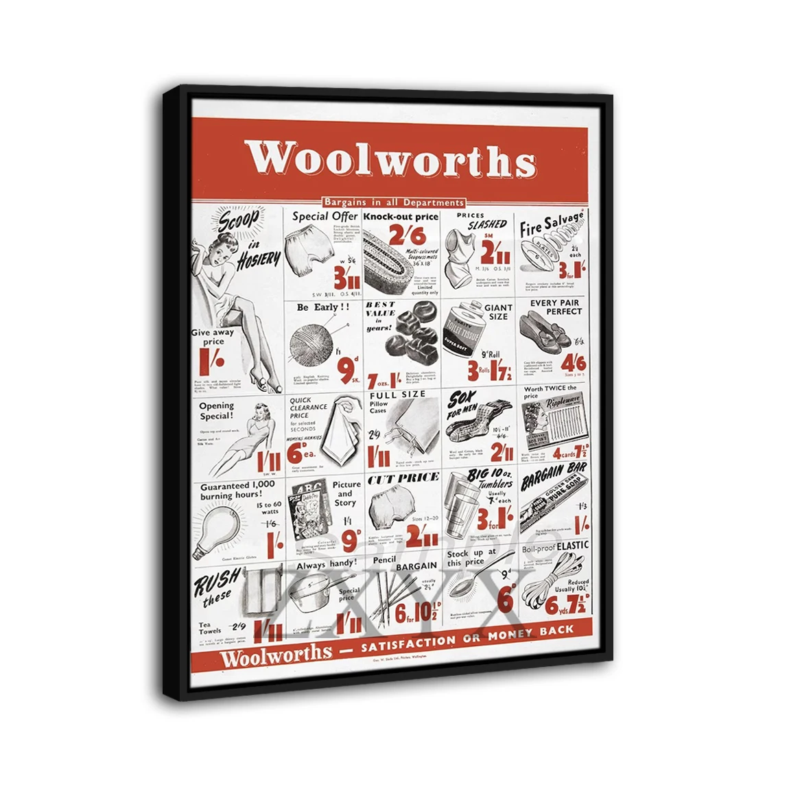 

Винтажный рекламный плакат Woolworths с рамкой, Печатный домашний декор, настенное искусство картина маслом, холст