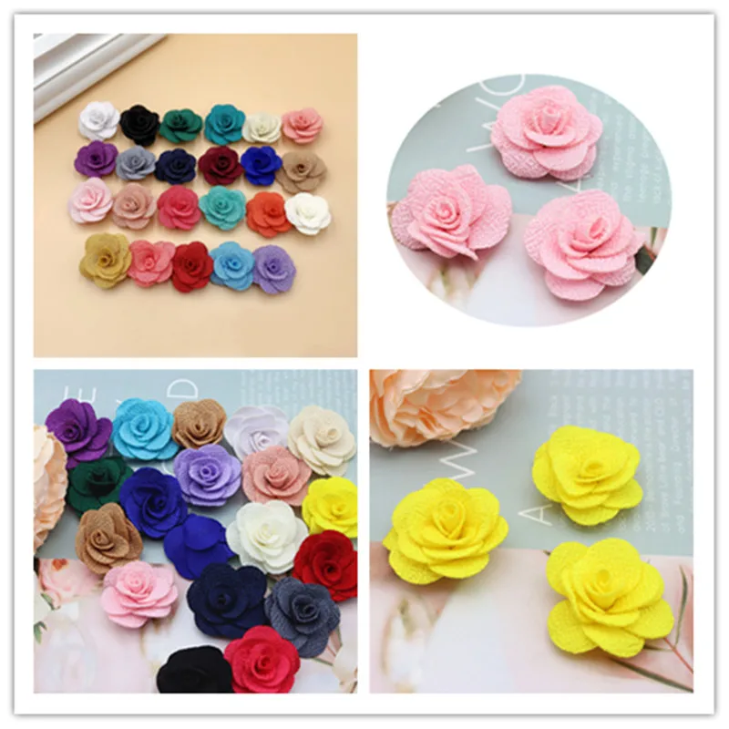 2.5Cm-3.5Cm Kleine Bloem Kleding Hoofddeksels Accessoires Drie-Dimensionale Bloem Handgemaakte Diy Haar Accessoires 24-48 Stuks