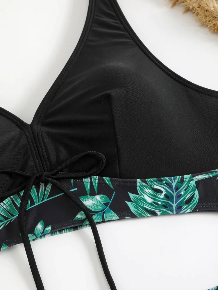 Bikini Women Swimsuit 2025 New Print Sling Bikinis Set Sexy Drawstring Swimwear Summer High Waist Shorts Beachwear Bathing Suit