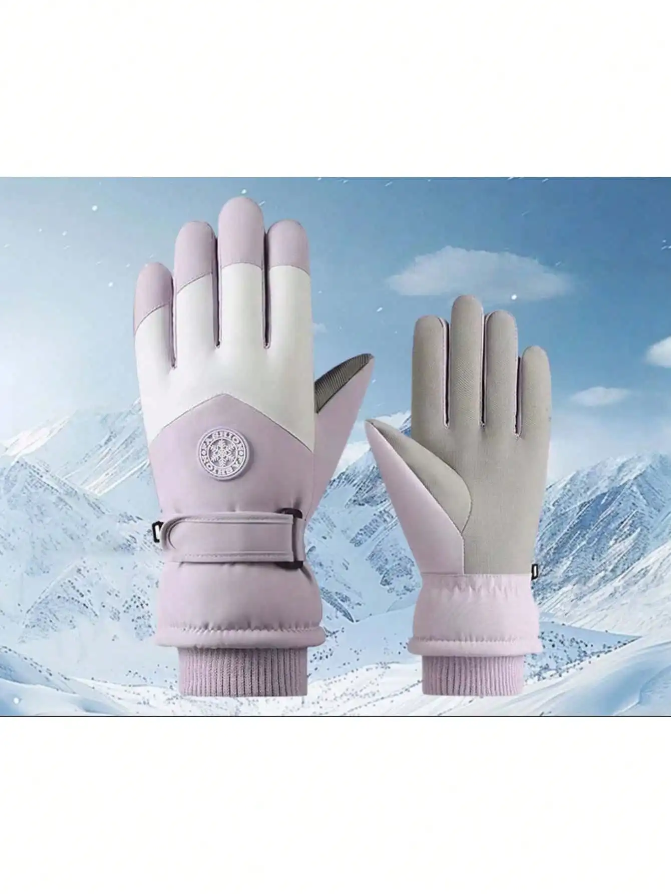 زوج واحد من القفازات الحرارية المقاومة للماء للنساء - تصميم شاشة لمس مقاومة للرياح مع معصم بسحاب، مثالي للدراجات النارية والتزلج والواي فاي #1