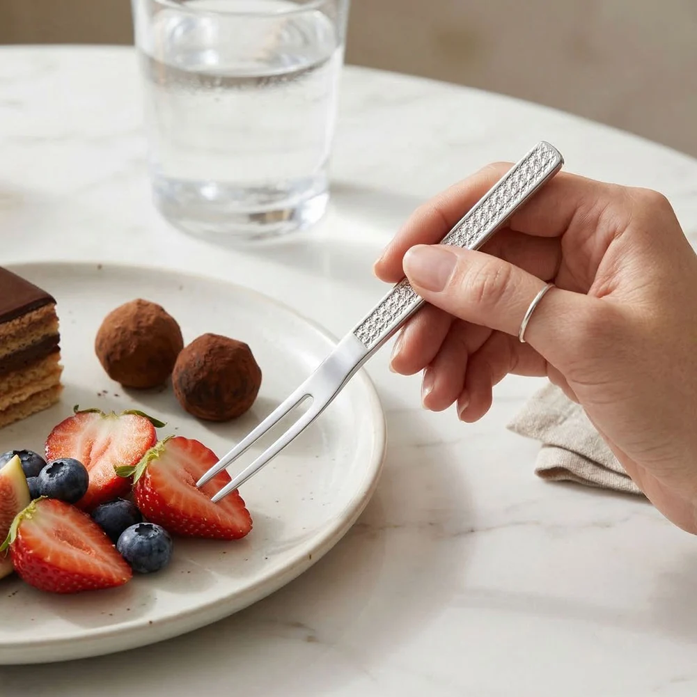 For Camping Approx.14.8 1cm 5.83 0.39in Hammered Handle Fork Stainless Steel Fruit Fork Camping Stainless Steel