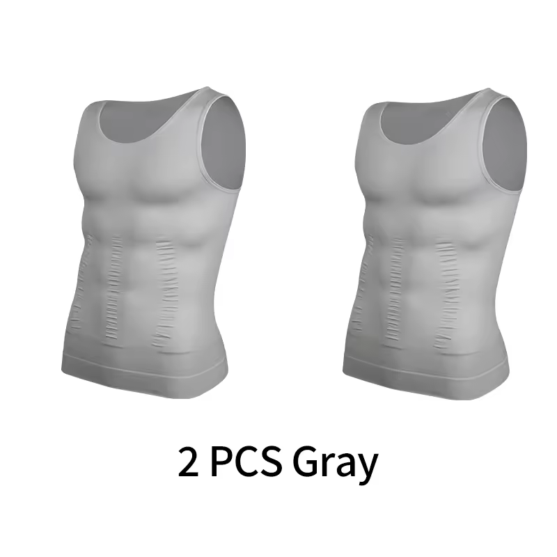 Mens Slimming Body Shaper Vest Shirt Abs Abdomen Slim Gym Workout Tummy Control Compression Tank Top Sleeveless Shapewear - Image 19