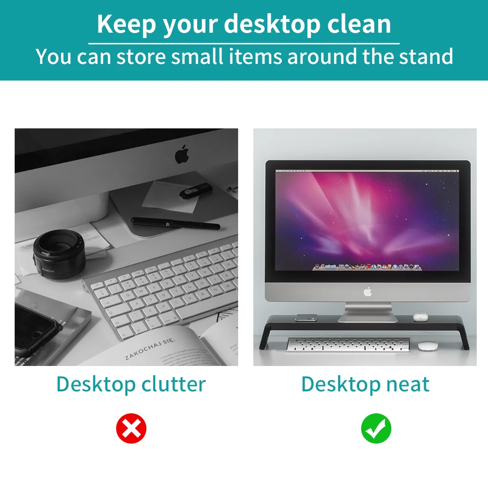 Imagem -03 - Suporte Universal Monitor Stand Riser Metal e Abs Suporte Plástico pc Computer Screen Holder Desktop Organizer