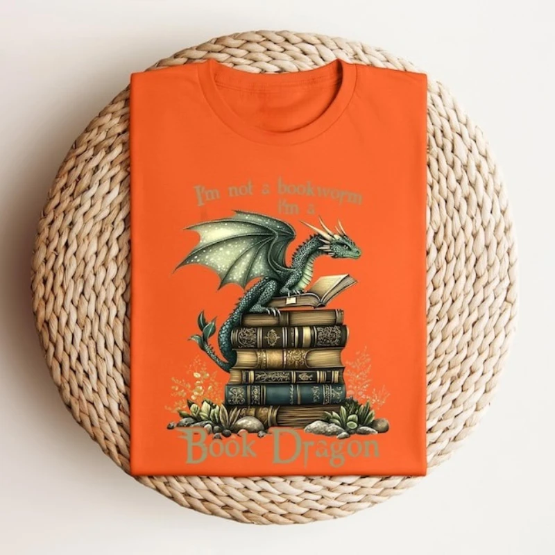 Koszulka z motywem smoka książki, nie jestem książką, koszulka fantasy, bluza z kapturem dla miłośniczek książek, prezent dla czytelnicy, miękka koszulka Ashion