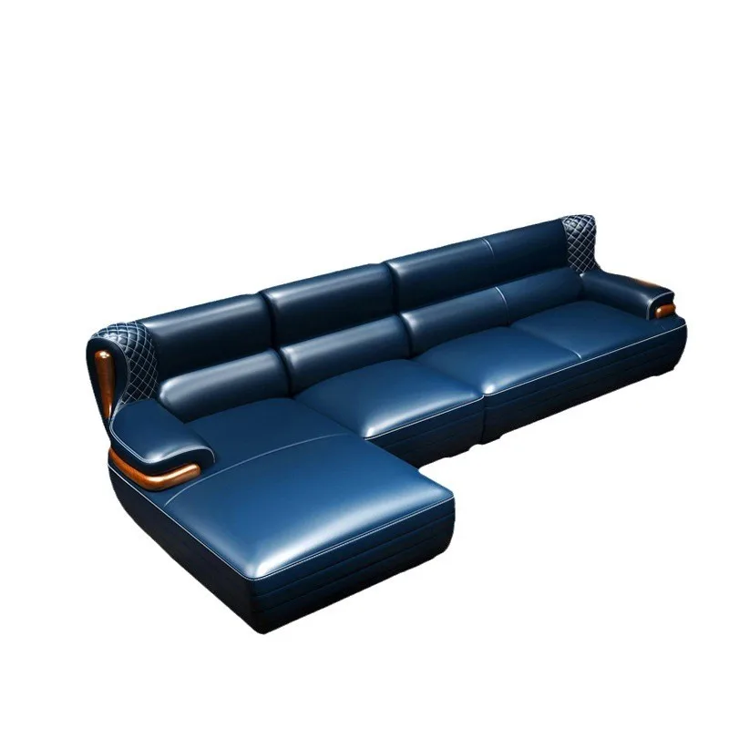 

Nordic leather sofa living room solid wood corner concubine Italian first layer cowhide Italian small apartment modern Sofa