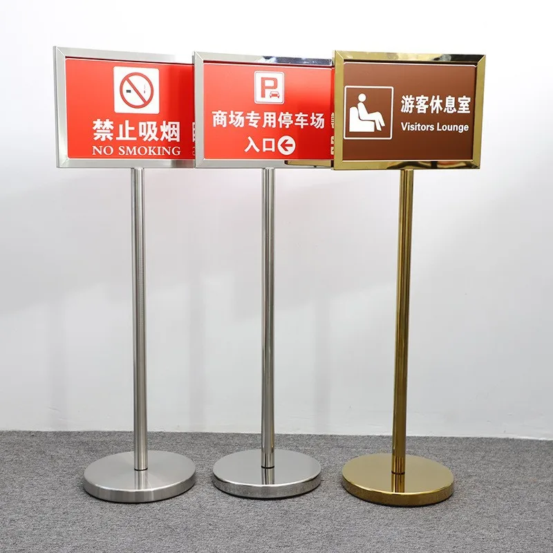 Double Sided Slant Stainless Steel Floor Poster Sign Stand Hotel Direction Guide Display Wholesale