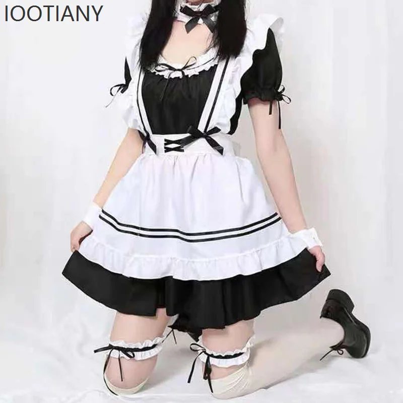 هالوين جديد الكبار الإناث ثنائي الأبعاد خادمة زي لطيف تنورة أنيمي لوليتا فستان أسود لطيف مرحلة الأداء زي 2026