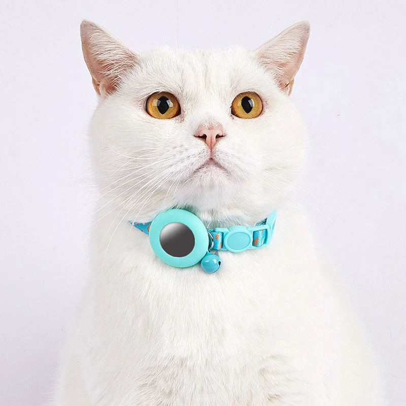 Adjustable Neck Belt Dog Cat Bell Pet Collar With Silicone Airtag Protective Case