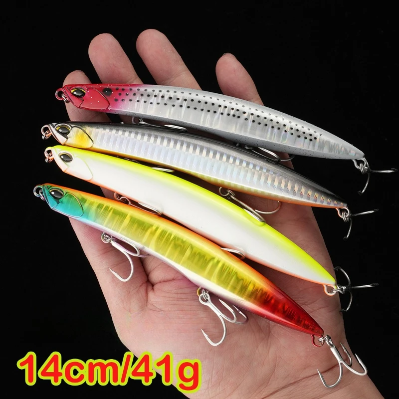

41g Big Game Sinking Minnow Fishing Lures Laser Artificial Bait Saltwater Long Casting Trolling Wobblers UV Jerk Bait Equipment