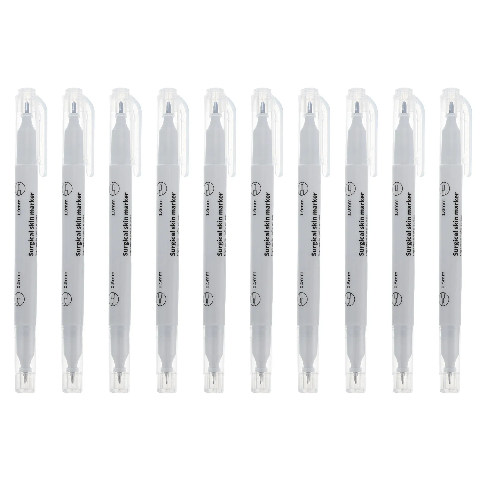 

10Pcs Surgical Skin Marker Pen Double Ended Waterproof Skin Marking Pen for Plastic Surgery Ear Piercing Body