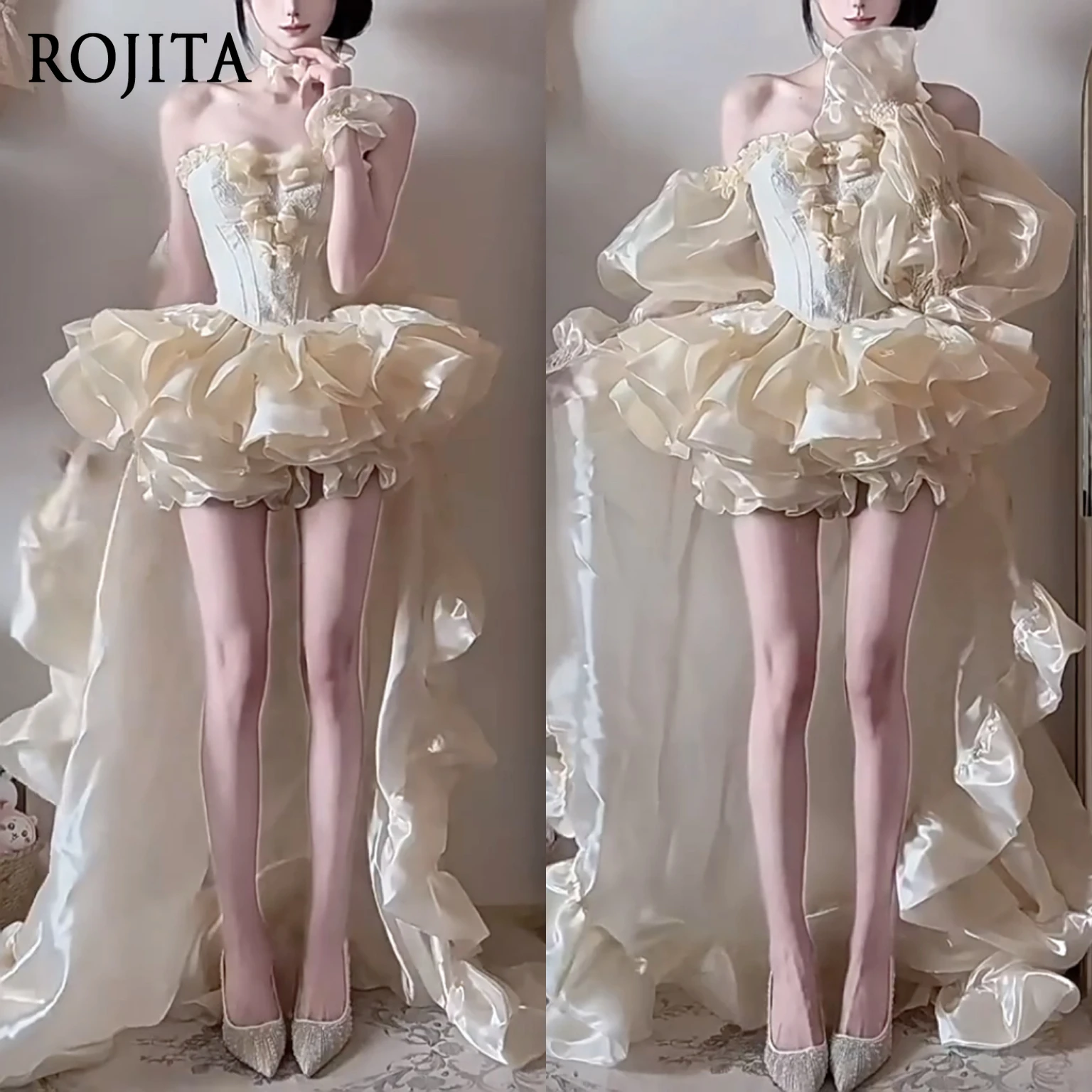 Abito da banchetto per cerimonia di compleanno di arrivo, gonna da principessa gonfia, top + gonna pantaloni + fiocco grande coda