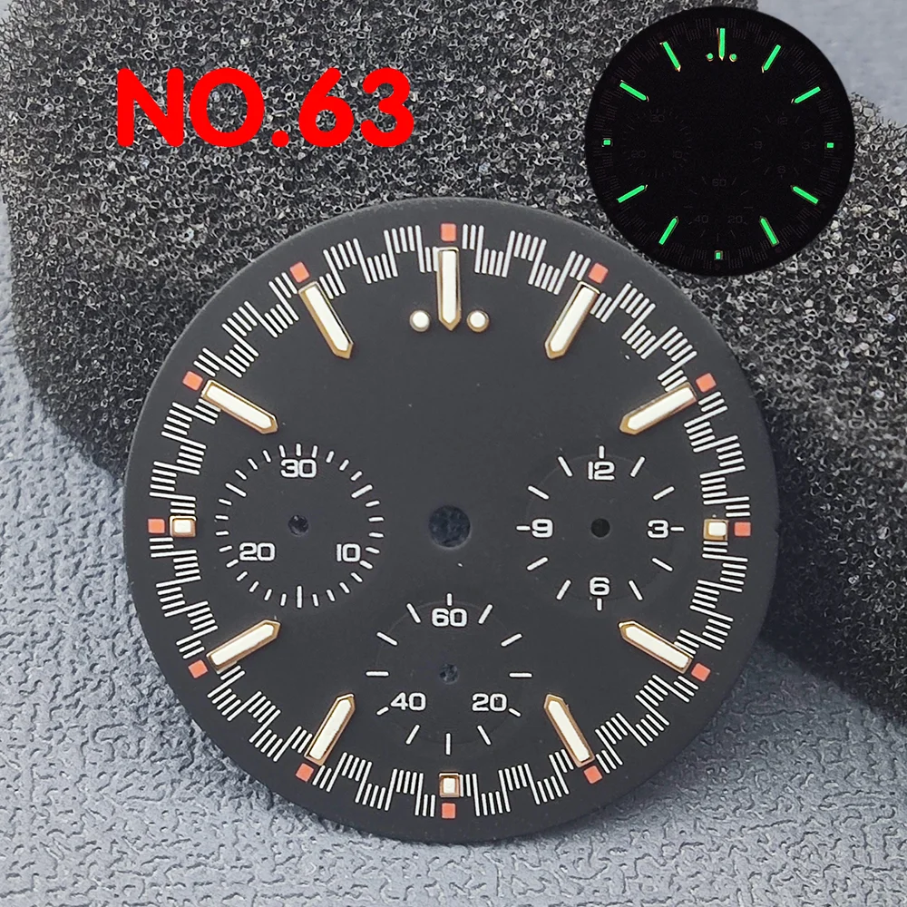 32.5mm speed timing code dial suitable for VK63 movement green luminous watch replacement accessories suitable for 40mm case