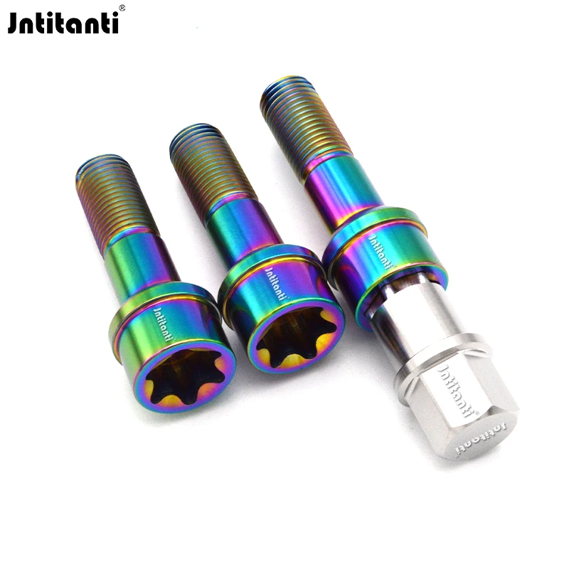 Jntitanti 10.9 grade Ti-6Al-4V anti-theft ball seat wheel bolt titanium bolt with titanium key M14*1.5*45mm for Mercedes-Benz ML