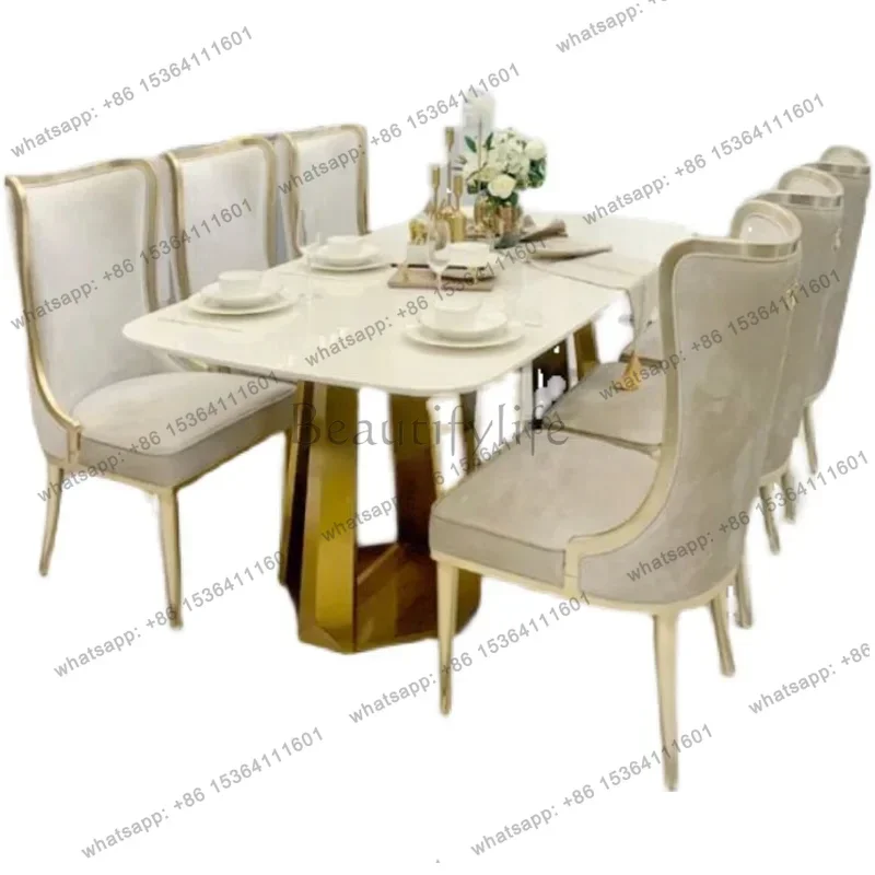 

FG43-Light luxury dining table and chairs round combination American postmodern light luxury dining table