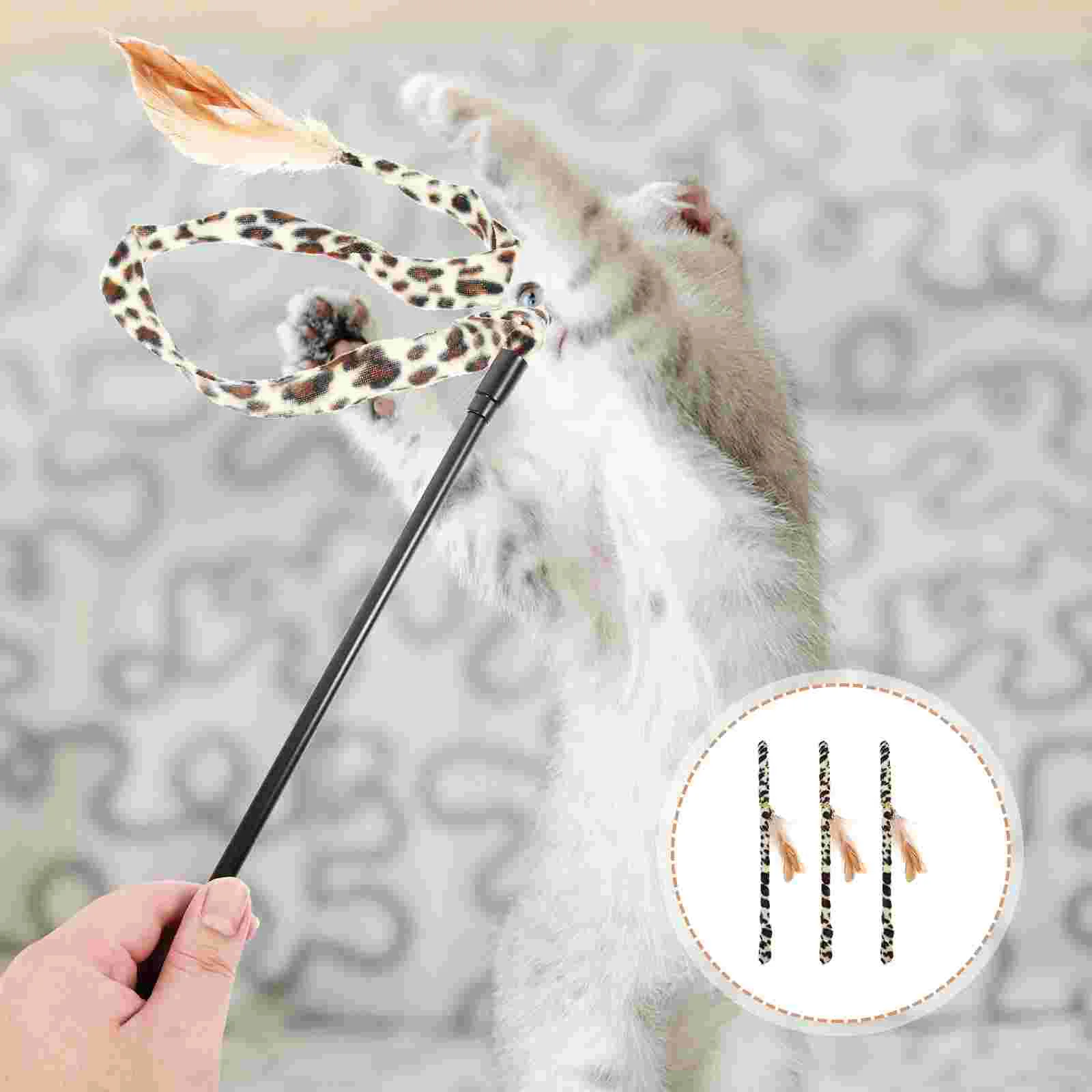 

3 Pcs Cat Teaser Interesting Wand Interactive Toy Lightweight Kitten Indoor Teasing Stick Cloth Plaything