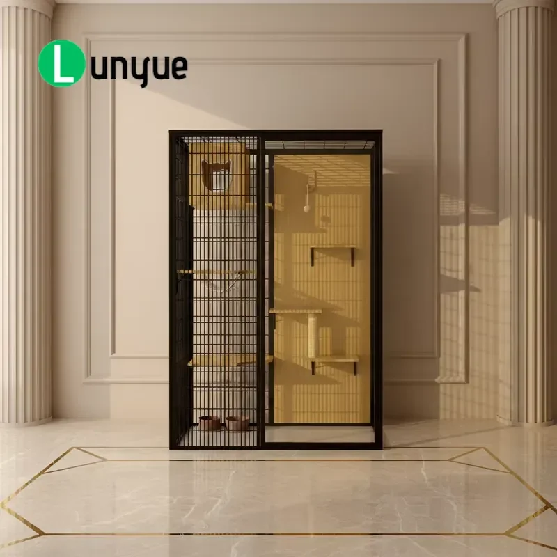 Modern Solid Wood Cat Villa Luxury Breathable Square Indoor Pet House Nest Bed Display Cage for Cats Durable Furniture