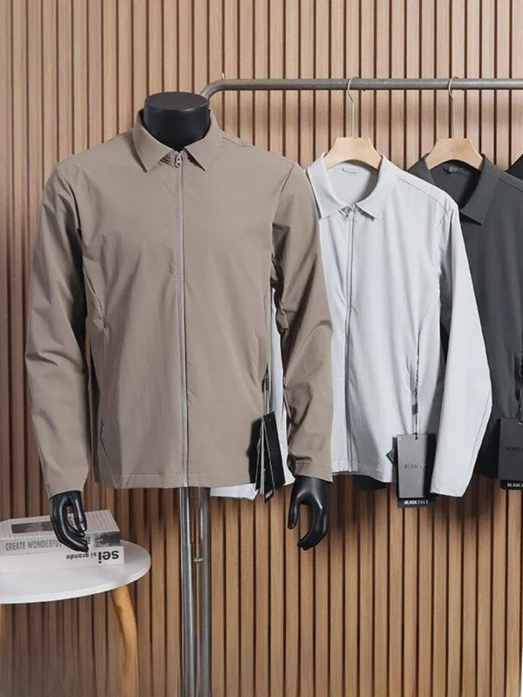 

Men's Commute 3D Fit Jacket Quick Dry Breathable Elastic Outerwear Seamless Glued Lapel Spring Summer Casual Style Zipper Clo...