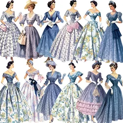 16Pcs/Pack Vintage Retro Fashion Dress Sticker DIY Craft Scrapbooking Album Junk Journal Decorative Sticker